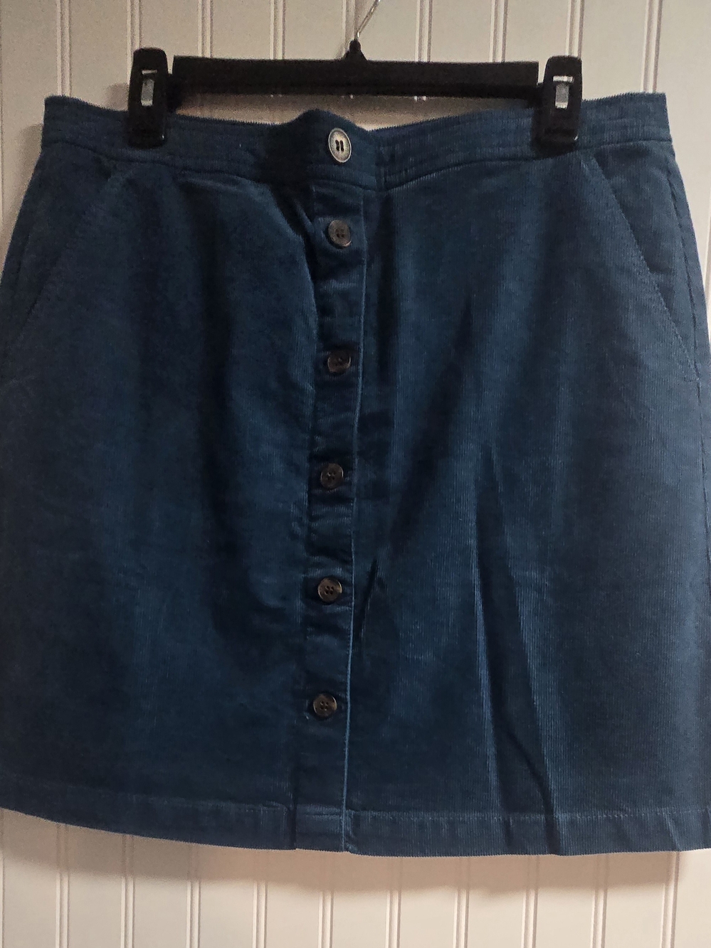 J. Crew Teal Blue Corduroy Button-Front Mini Skirt